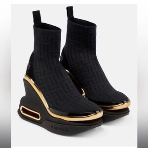 never worn BALMAIN B Bold Wedge Sock Sneakers
